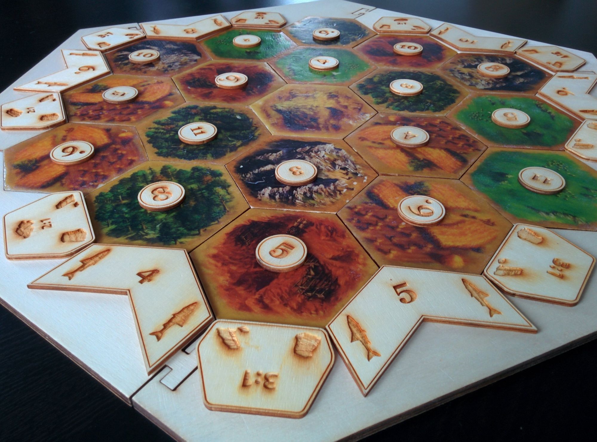 Handmade Wooden Settlers Of Catan Board